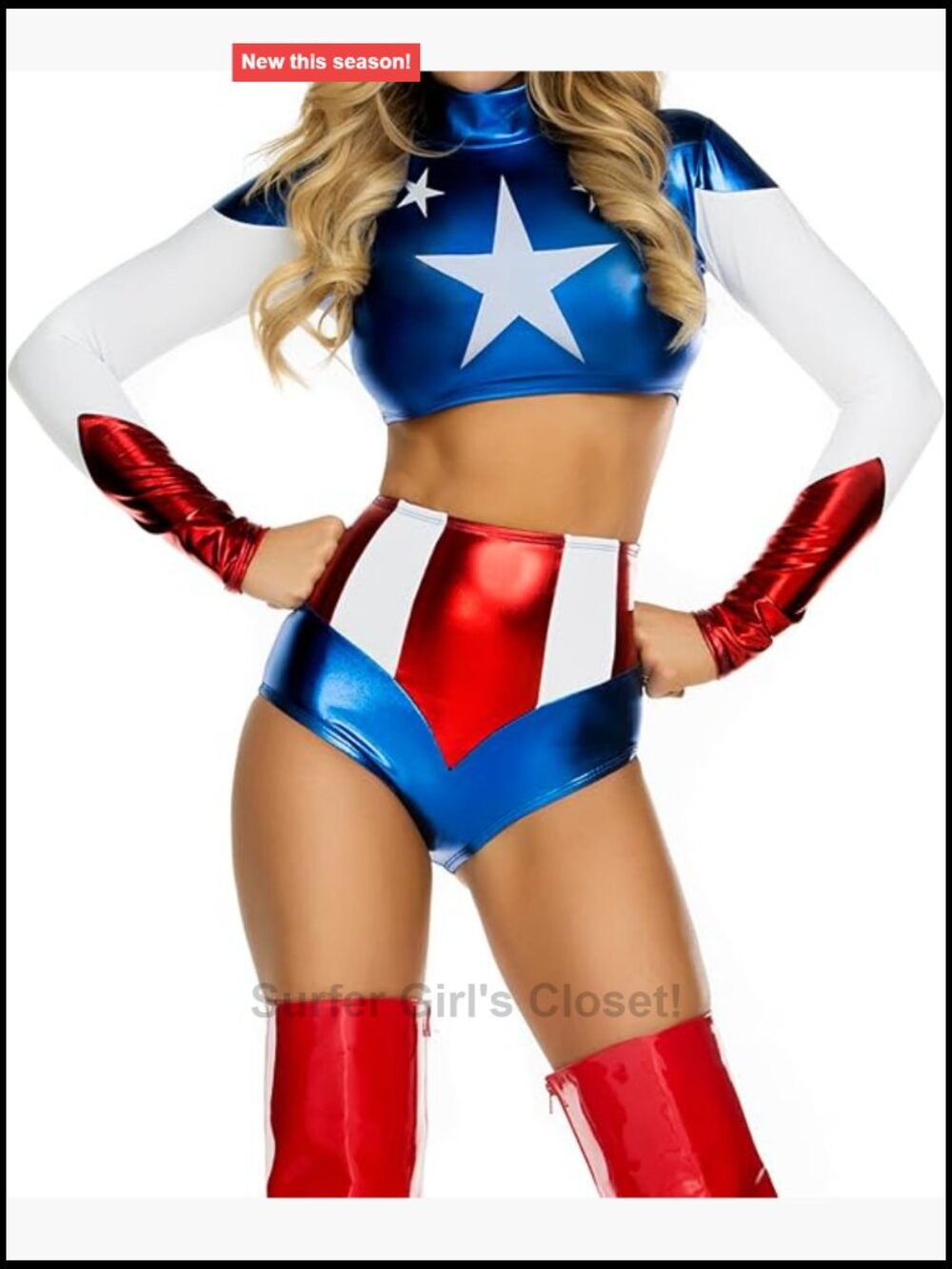 Sexy Patriot Hero Costume 1/2X Polyester Spandex Halloween